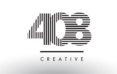 408 Black and White Lines Number Logo Design.