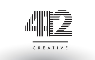 412 Black and White Lines Number Logo Design.