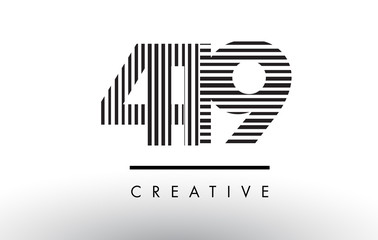 419 Black and White Lines Number Logo Design.