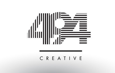 494 Black and White Lines Number Logo Design.