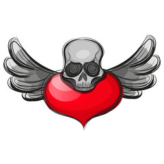 Skull shape from red hearts.