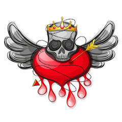 Skull shape from red hearts.
