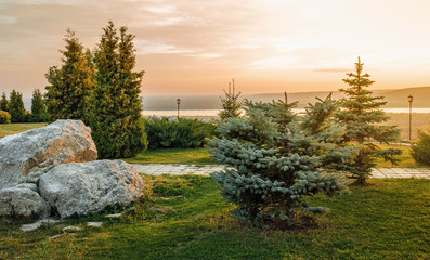 Park on the banks of the Volga River
