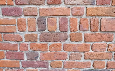 Red bricks wall background. Wall of old building useful as backdrop.