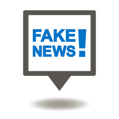 Fake News Vector Icon Speech Bubble Communication Technology. HOAX political internet social network illustration. Fabricated false disinformation tech on TV and newspaper.