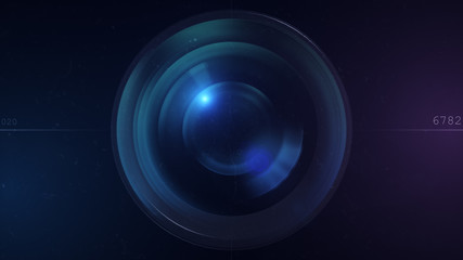 Camera lens with lense reflections. 3d illustration