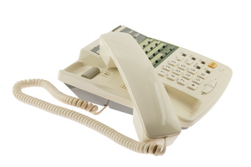 Landline phone / Landline phone, old telephone on white background.