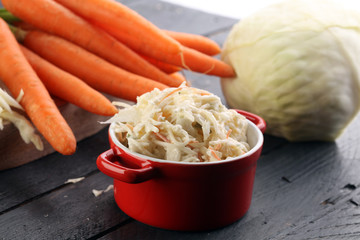 Healthy coleslaw cabbage salad. with carrots