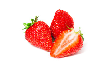 Strawberries on a white background. Strawberry berries are isolated. A group of objects. Isolate
