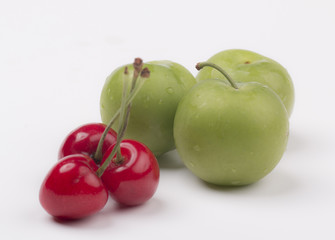 Green plum and cherry