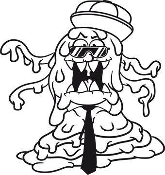 cool stylisch krawatte cap m&uuml;tze hut sonnenbrille h&auml;sslich schleim klebrig ekelig horror halloween schleimer matschig glibber komisch lustig monster klein frech b&ouml;se horror comic cartoon