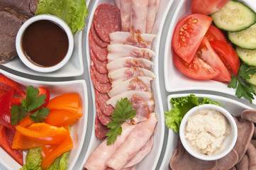  assorted sausages and vegetables