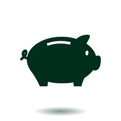 Piggy bank icon. Pictograph of moneybox. Flat design.