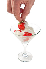 Ice cream with strawberries
