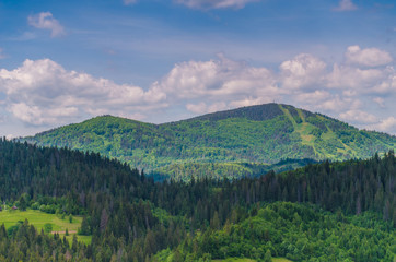 Fototapeta premium Background of Carpathian mountains landscape in Ukraine