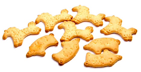 Salted cracker isolated on over white background