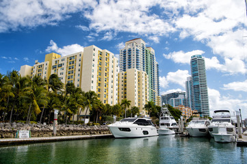 Fototapeta na wymiar Marina in Miami Beach, Florida, USA