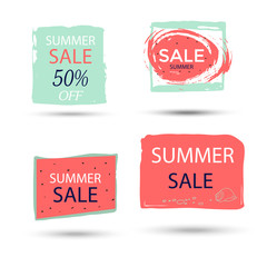 Set of 4  summer discount cards design.