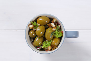 marinated green olives