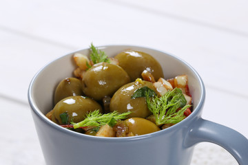 marinated green olives