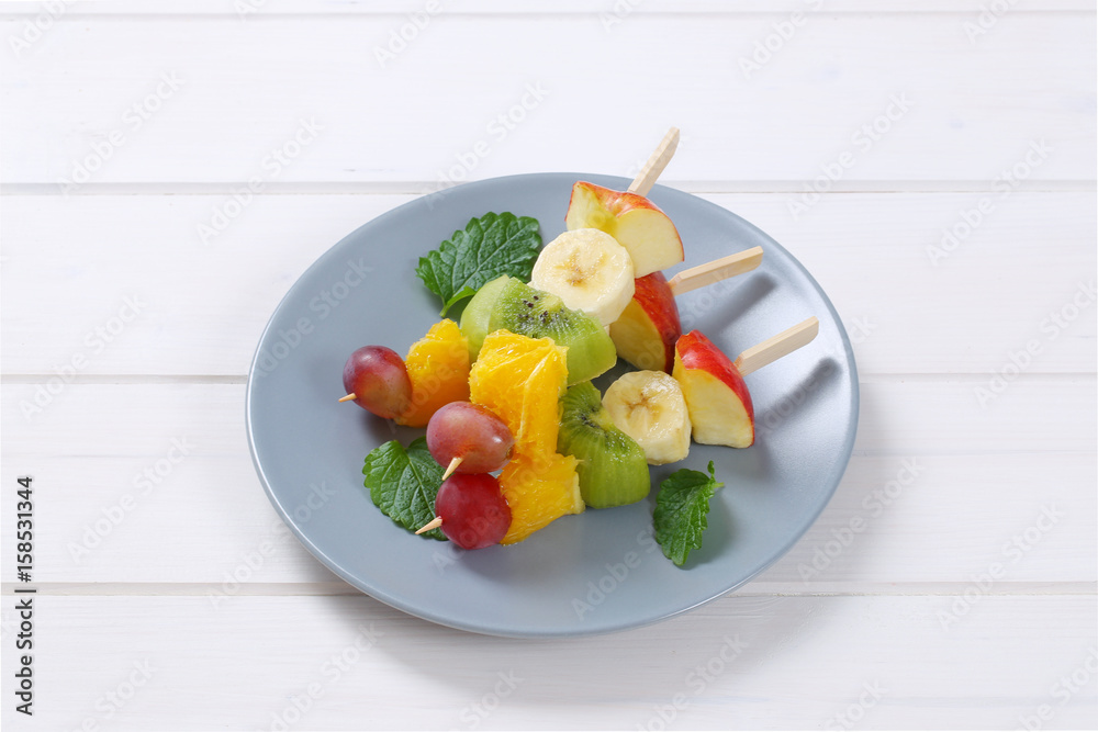 Wall mural fresh fruit skewers