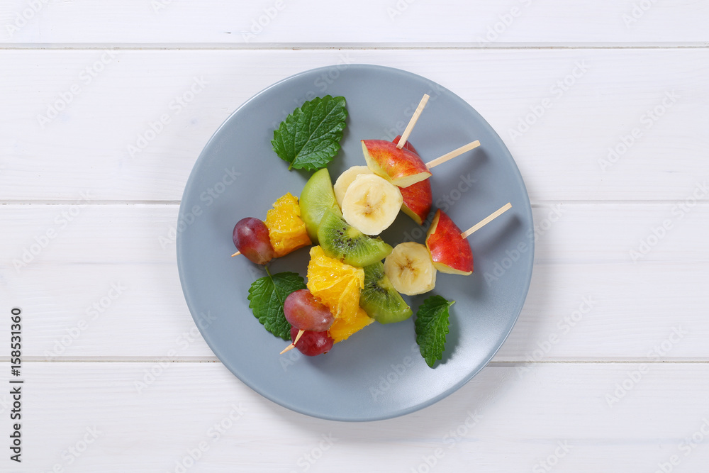 Wall mural fresh fruit skewers