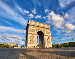 Arc de Triumph in Paris, France, on a bright afternoon