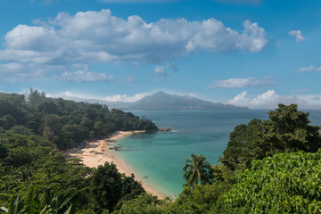Fototapeta na wymiar The bay of Kamala Beach in Phuket, Thailand.