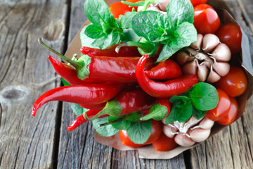 Vegetable edible bouquet of pepper