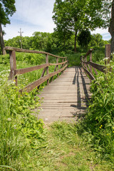 Fototapeta na wymiar An old wooden bridge
