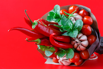 original unusual edible bouquet of vegetables
