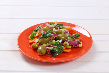 vegetable salad with pickled olives
