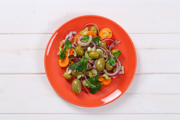 vegetable salad with pickled olives
