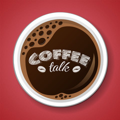Cup of coffee on red background. Vector illustration.