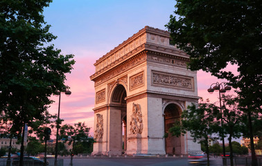 Fototapeta na wymiar The Triumphal Arch at sunset, Paris, France.