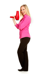 Salon: Hairdresser Stands With Blow Dryer