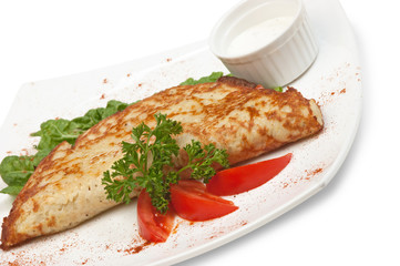 dish of pancakes with vegetables