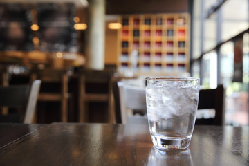 Water glass in restaurant