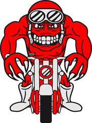 biker motorrad fahren moped bike rasen führerschein schnell monster böse gefährlich gefräßig horror halloween grinsen