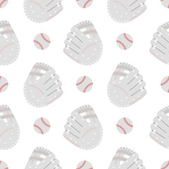 Seamless pattern with baseball balls and glove. Good for wrapping paper, postcards and promotional products.