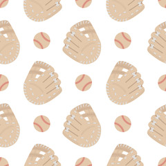 Seamless pattern with baseball balls and glove. Good for wrapping paper, postcards and promotional products.