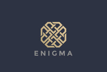 Labyrinth Maze Logo vector Linear rebus Luxury Fashion icon