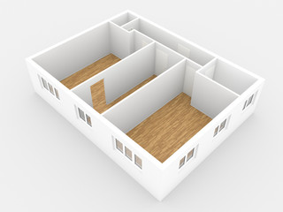 3 Zimmer Wohnung, Ansicht Perspektive