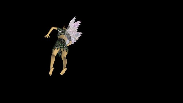 Elfe fliegt und dreht sich auf transparentem Hintergrund, 3d_modell