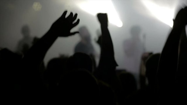 Footage of a crowd partying at a rock concert or dj party