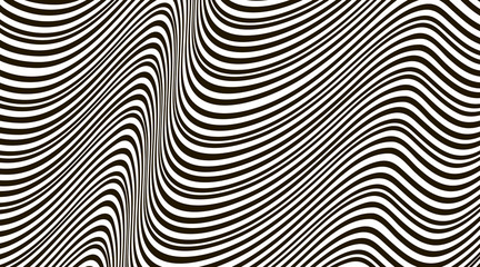 Abstract wavy background. Black and white pattern.