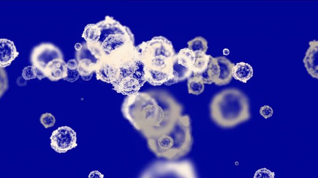 4k Abstract cells virus dust particles background.