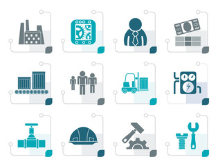 Stylized Business, factory and mill icons - vector icon set