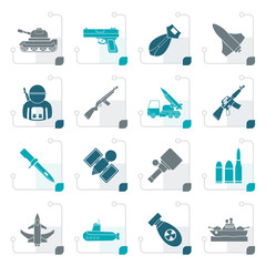 Stylized Army, weapon and arms Icons - vector icon set