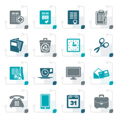 Stylized Business and office tools icons - vector icon set